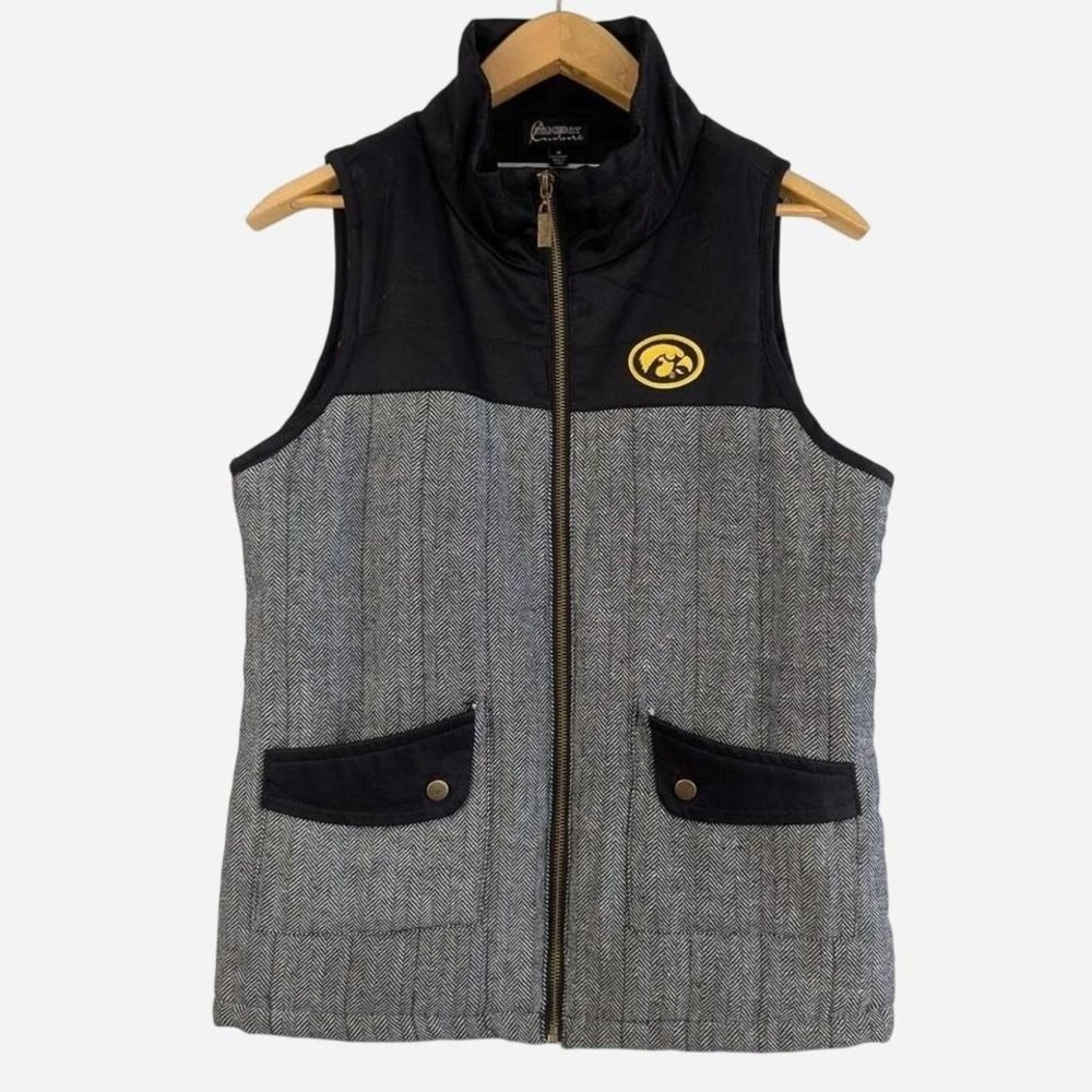 Gameday Couture Hawkeye University of Iowa Quilted Zip Front Vest - Medium